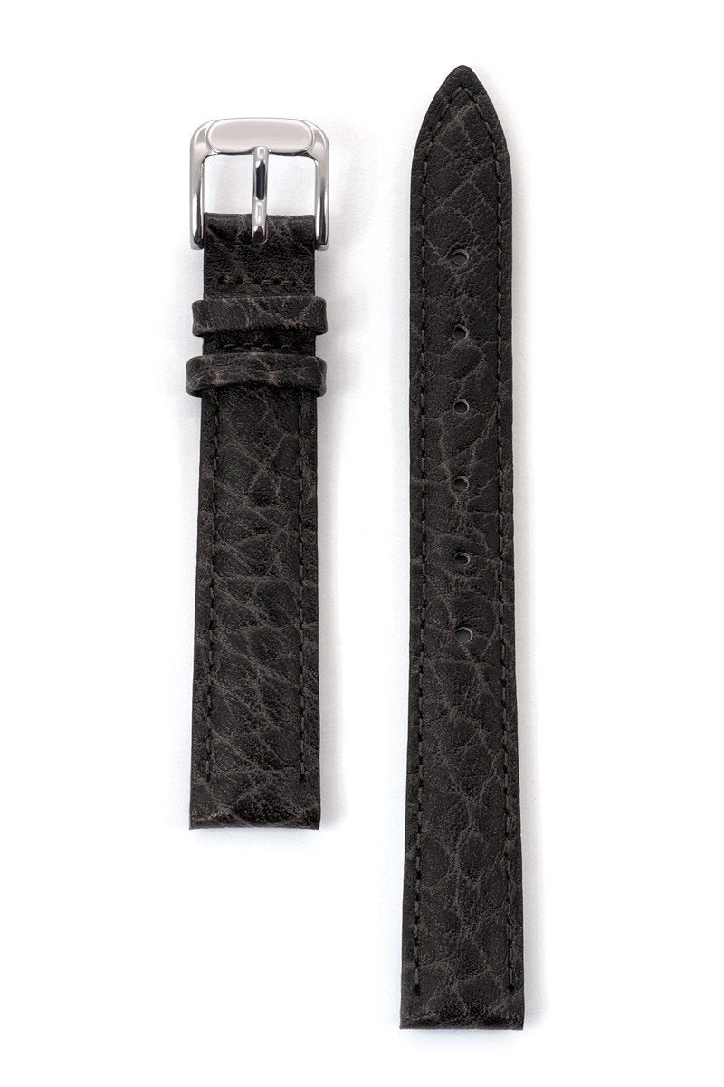Speidel Leather Watch Band Black Buffalo Grain Replacement Strap,Stainless Steel Metal Buckle,Watchband Fits Most Watch Brands Regular - 14mm, Black - Image 1